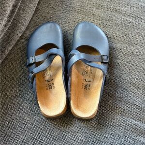 Birkenstock Blue Leather Mules